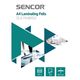 Фолио за ламиниране SENCOR SLA FA4B150, A4, 150 микрона (2x75), 100 бр.
