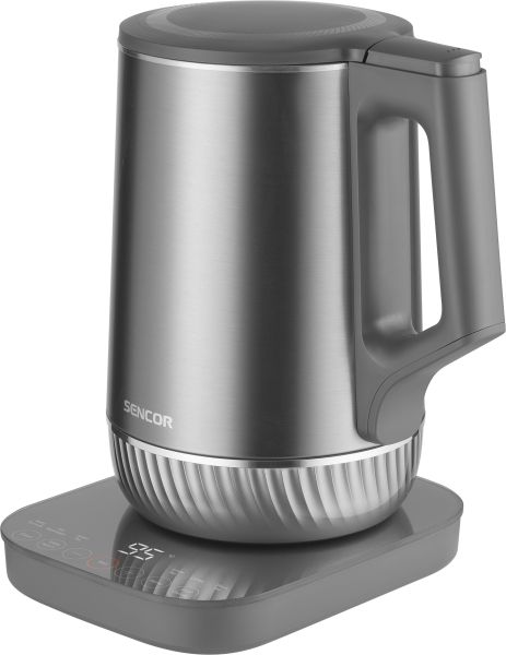 Двойностенна електрическа кана Sencor SWK 0850GY с регулиране на температура и U-образно дъно  