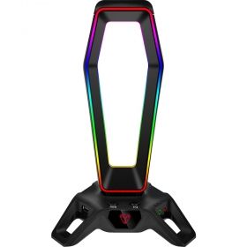 Геймърска поставка за слушалки с USB хъб YENKEE YHB 3000 RGB, 3xUSB