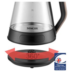 СТЪКЛЕНА ЕЛЕКТРИЧЕСКА КАНА С РЕГУЛИРАНЕ НА ТЕМПЕРАТУРА SENCOR SWK 1595BK