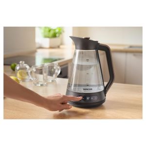 СТЪКЛЕНА ЕЛЕКТРИЧЕСКА КАНА С РЕГУЛИРАНЕ НА ТЕМПЕРАТУРА SENCOR SWK 1595BK