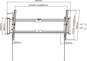 Стенна стойка за телевизор 43" - 90", регулируема STELL SHO 7410 SLIM 