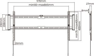 Стенна стойка за телевизор 43" - 90", фиксирана STELL SHO 7210 SLIM 