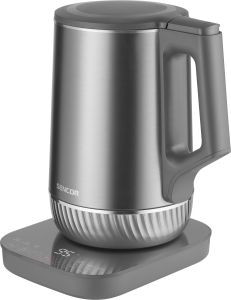 Двойностенна електрическа кана Sencor SWK 0850GY с регулиране на температура и U-образно дъно  