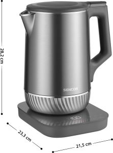 Двойностенна електрическа кана Sencor SWK 0850GY с регулиране на температура и U-образно дъно  
