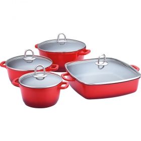 Комплект тенджери LAMART K16202428 RED, 8 броя