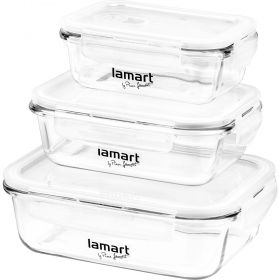 Комплект стъклени кутии за храна LAMART LT6011 AIR, 3 бр.