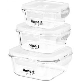 Комплект стъклени кутии за храна LAMART LT6012 AIR, 3 бр.